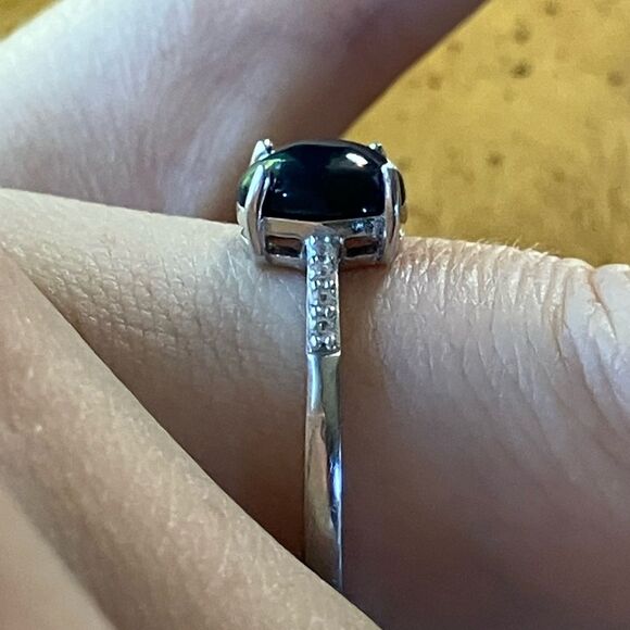 Black Ethiopian Opal Sterling Silver Ring Size 8 - Picture 4 of 10